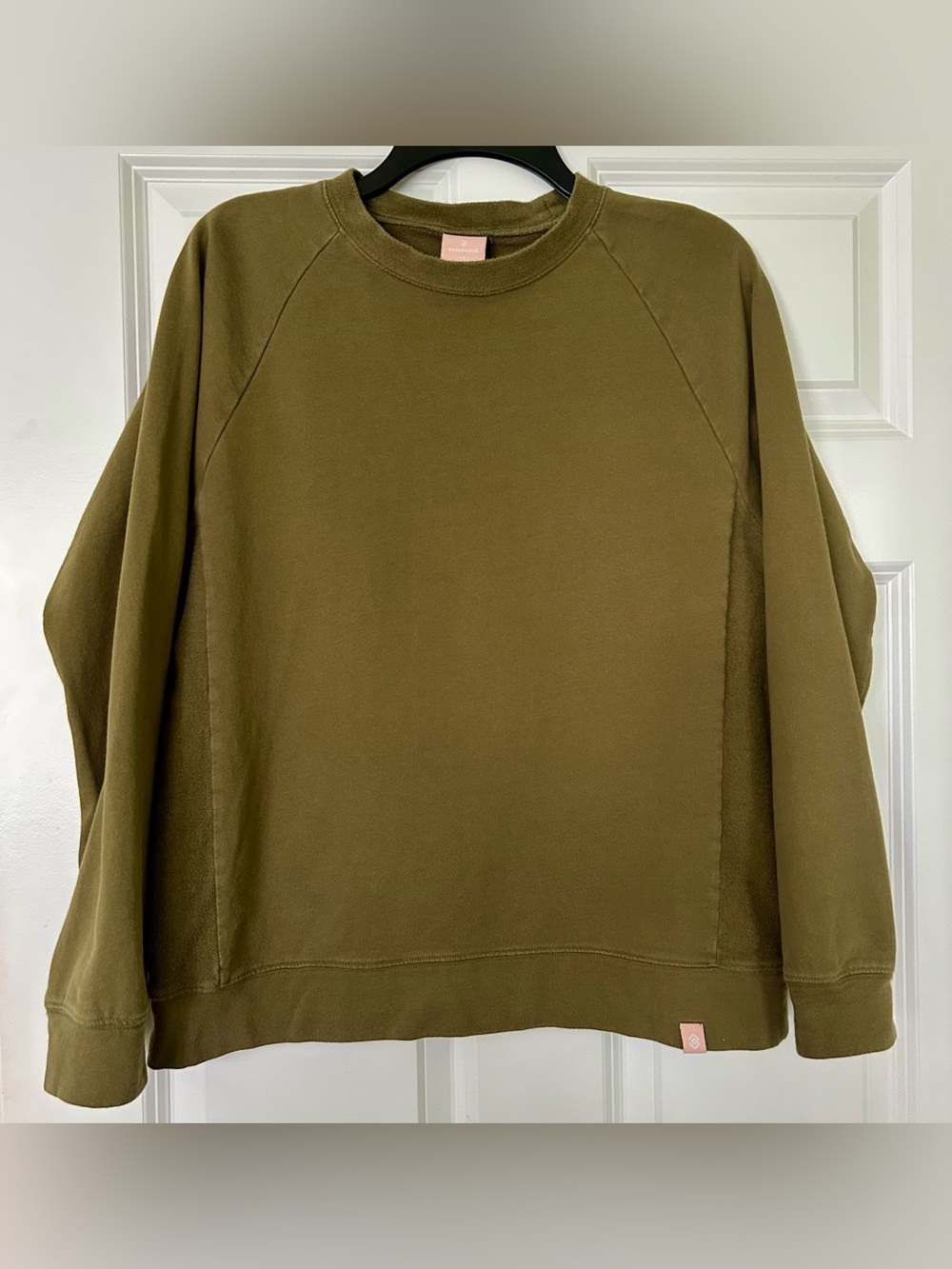 ThirdLove Olive Green Crewneck Cotton Long Sleeve Sweatshirt